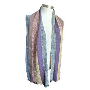 Woven Striped Scarf Grey Brown Peach Purple Blue 68 Inches CM2004